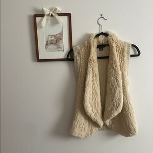 Cream Faux Fur Vest Sweater
